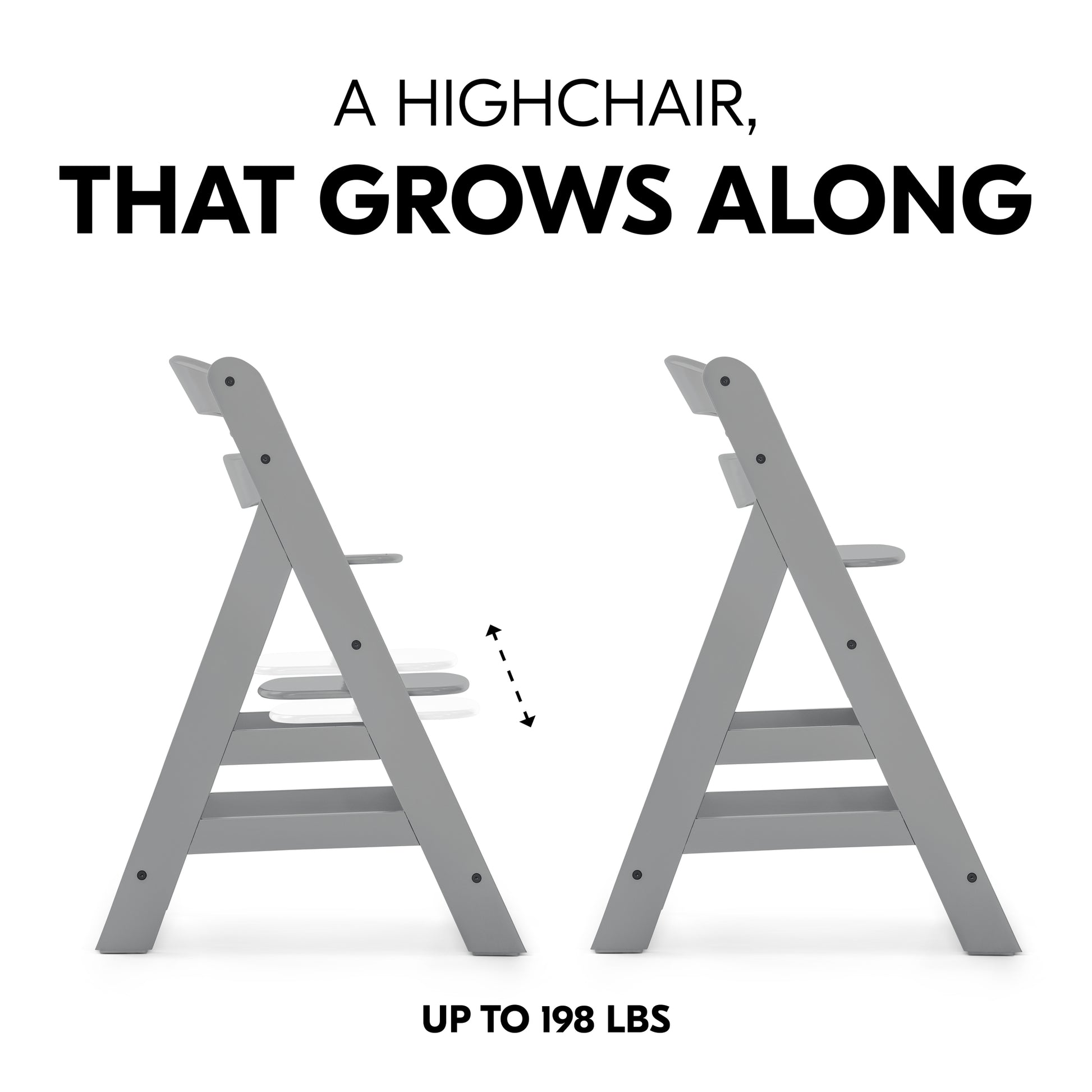 hauck Alpha+ Grow Along Adjustable Wooden Highchair Seat, Beechwood, Walnut  