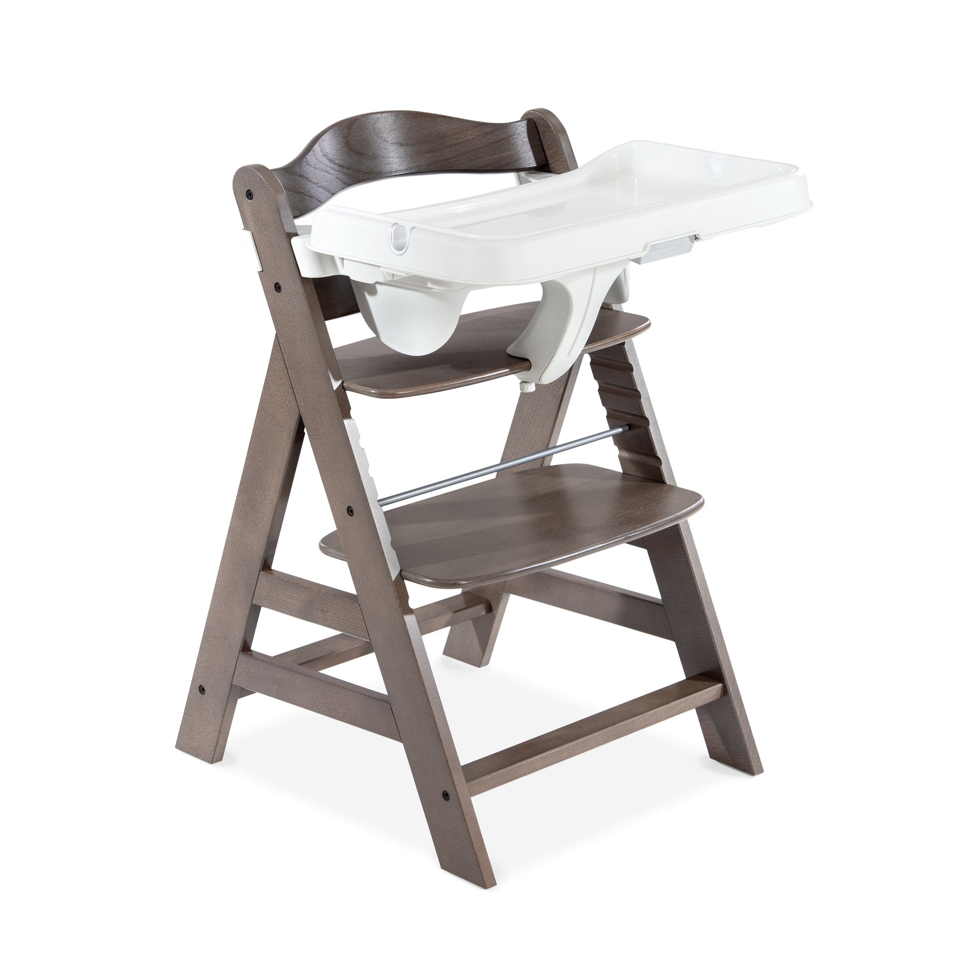 hauck AlphaPlus Grow Along Wooden High Chair w/White Tray & Grey Cushion
