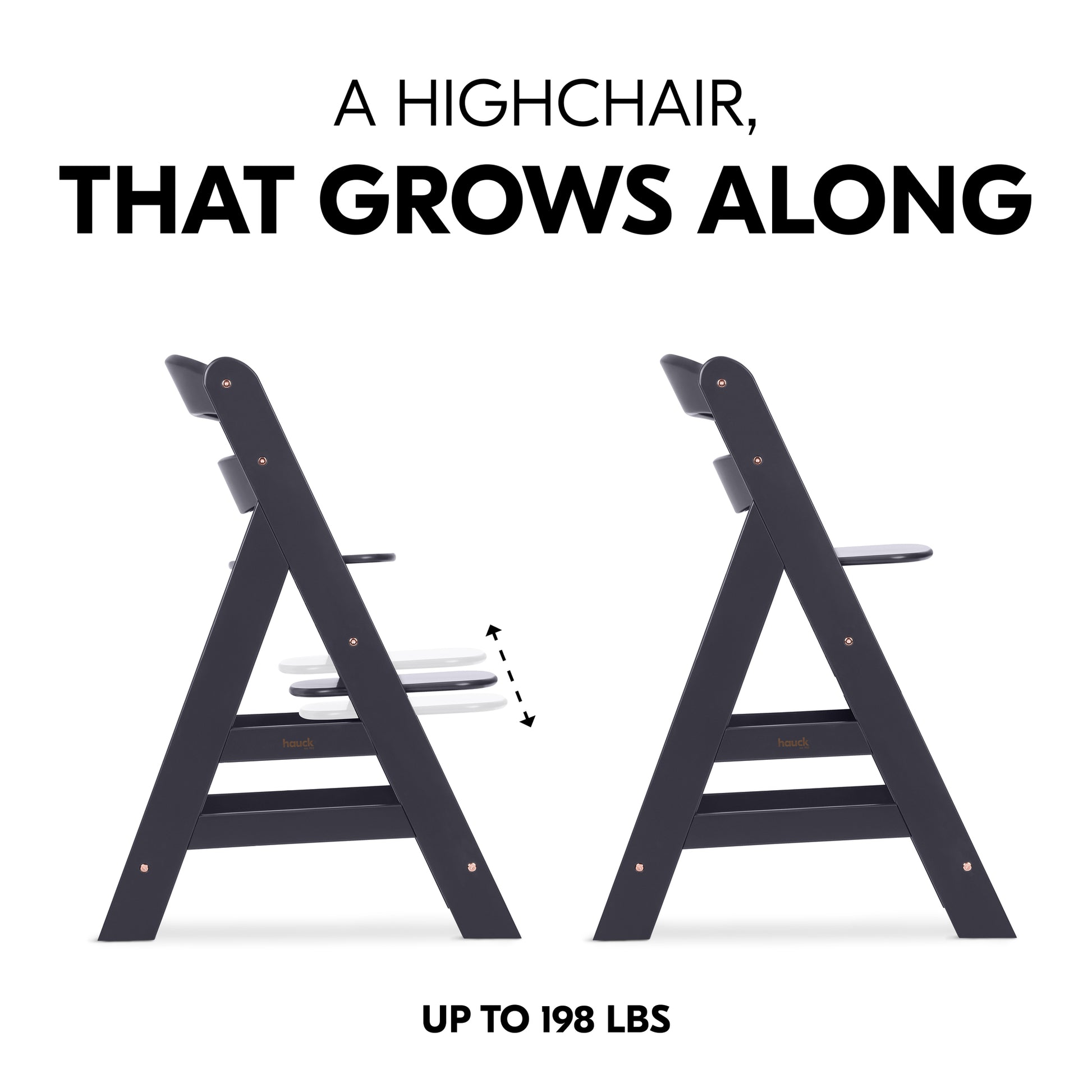 hauck AlphaPlus Grow Along White Wooden High Chair, Tray Table, & Grey  Cushion - 16.5 - Bed Bath & Beyond - 38200362